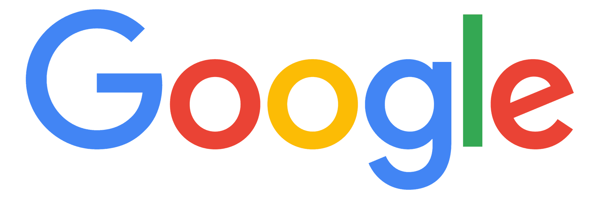 Google logo in multicolored letters spelling 'Google' on a transparent background.