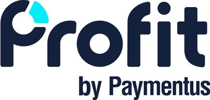 Logo of Profit by Paymentus with a stylized 'P' and light blue accent.