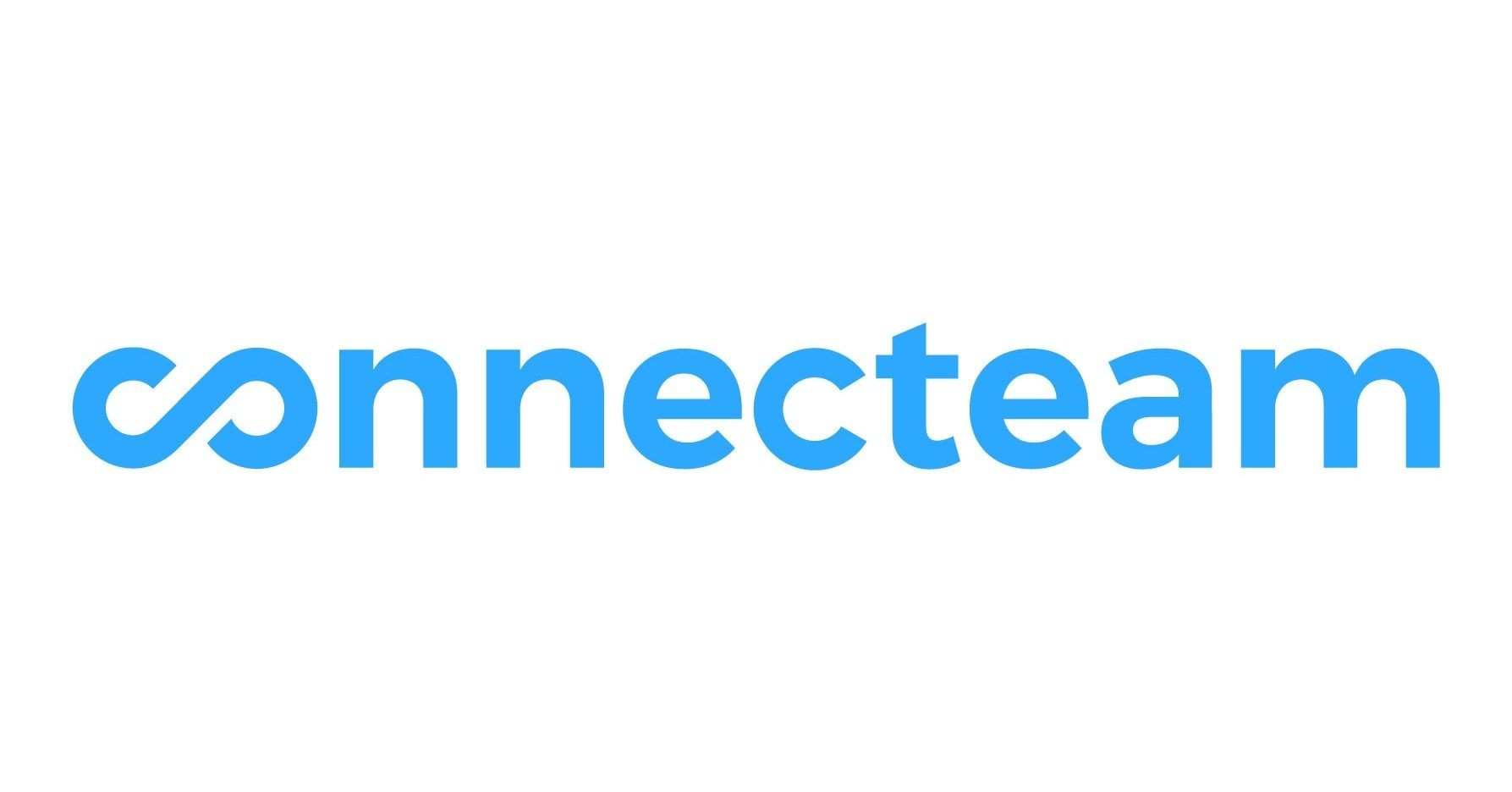 Connecteam logo in blue with a stylized infinity symbol as the initial letter.