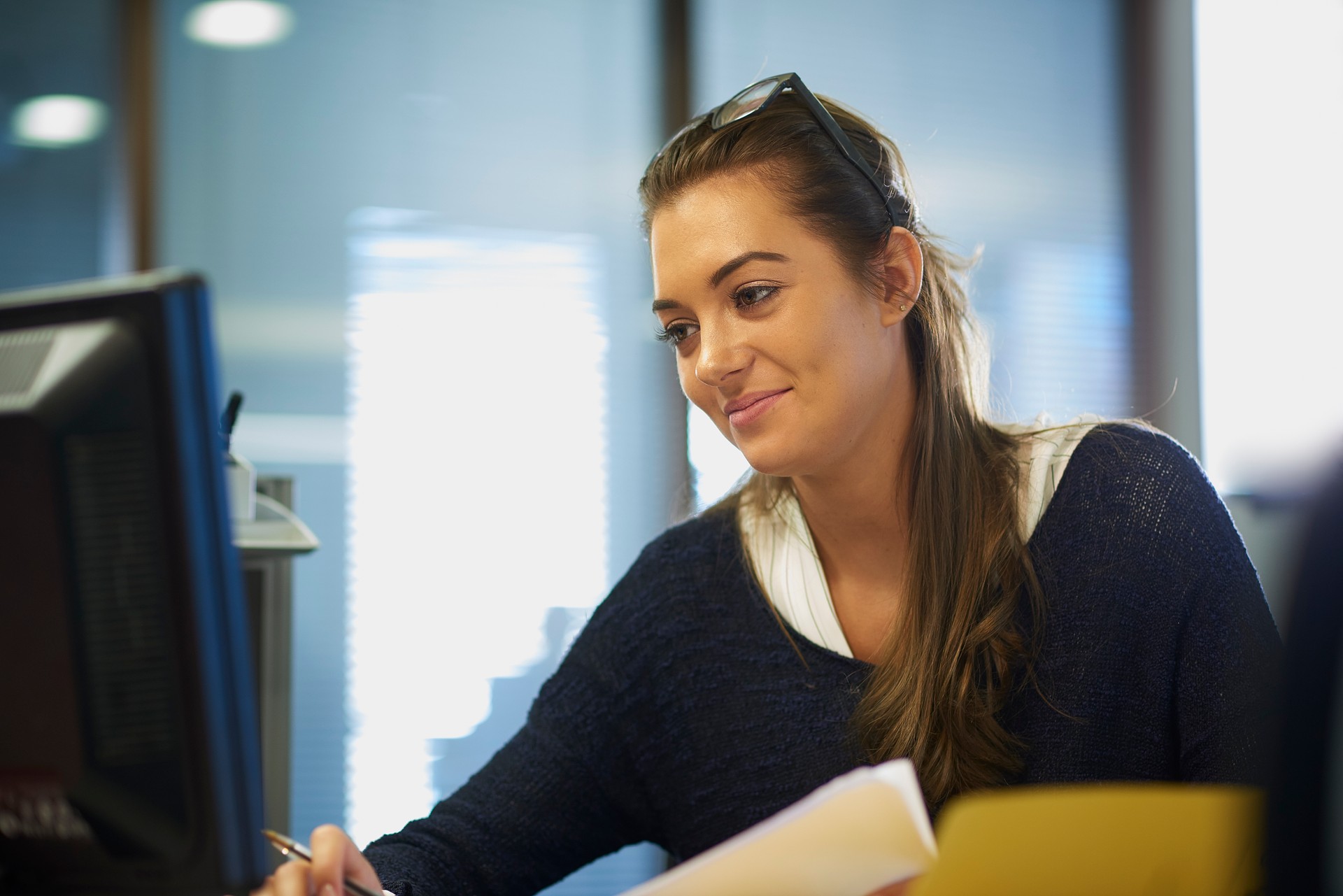 young office worker at her desk