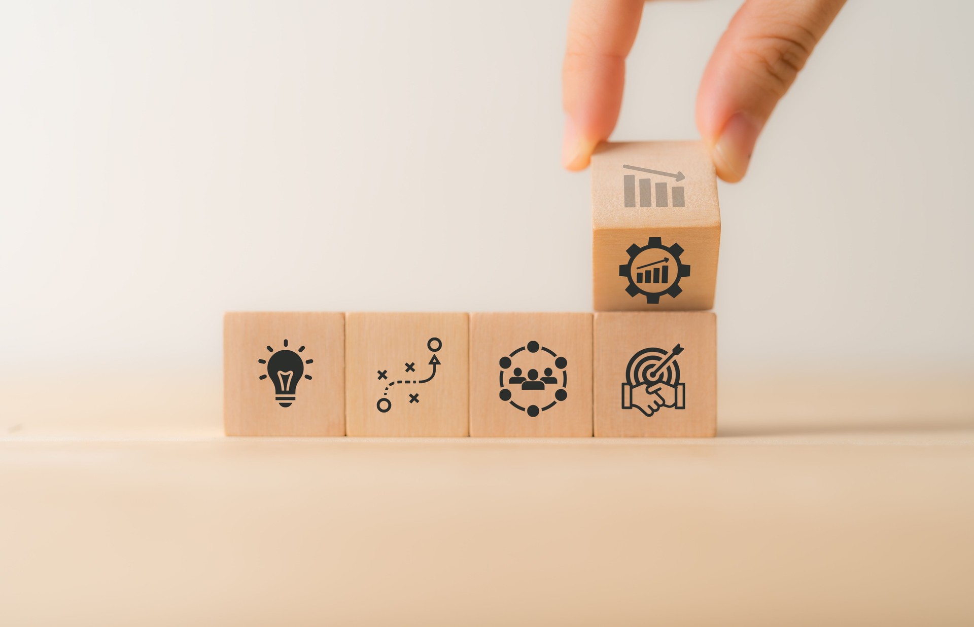 Business recovery plan and strategy concept. Business continuity tools, disaster recovery plan, insurance policy. Business strategies, managing staff, networking, develop innovation, seek assistance.