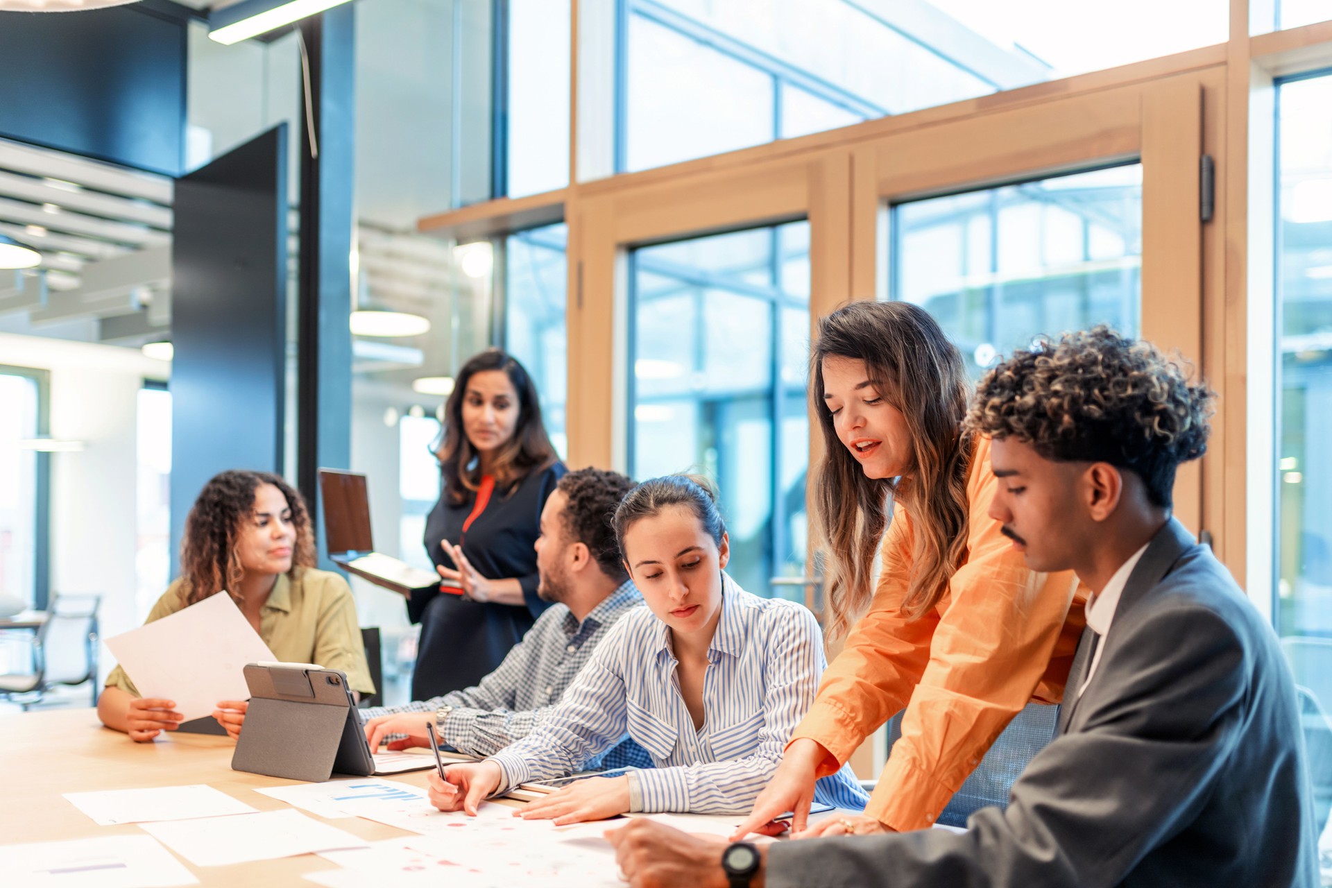 young diverse business team in meeting in office